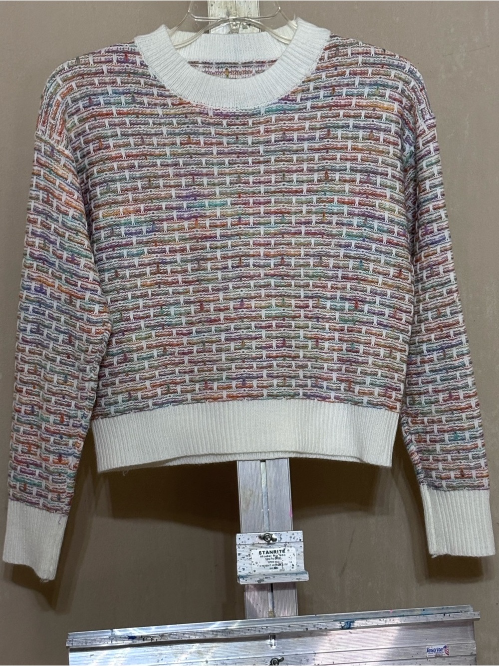 Multicolor Tweed Knit Cropped Sweater Coastal Grandmother Preppy Old Money